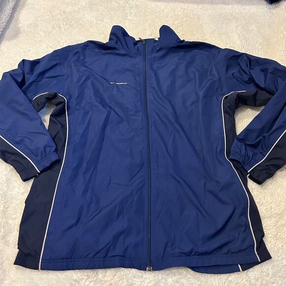 VTG Y2K Reebok Mens Windbreaker Jacket Blue Zip Up Essential Streetwear Grunge - Picture 2 of 7